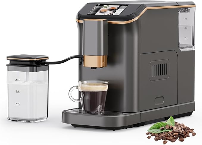 Premium Espresso Maker with Automatic Milk Frother - Super Automatic Espresso Machine 20 Bar Pressure 1350W Power Ideal Gift for Coffee Lovers Manual Espresso Machine Easy Cleanup