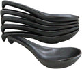 Ebros Gift Iron Black Clay Underglaze Technique Tetsu Kesho Porcelain Dinnerware Kitchen Set Asian Japanese Restaurant Supply (Pack of 6 Asian Soup Spoons With Hook)