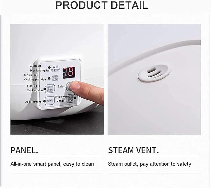 Mini Rice Cooker 1.2L Portable Multifunctional Food Heating Steamer With Double Inner Pot Porridge Steamer 1-2 People#2 (#1) (#1)