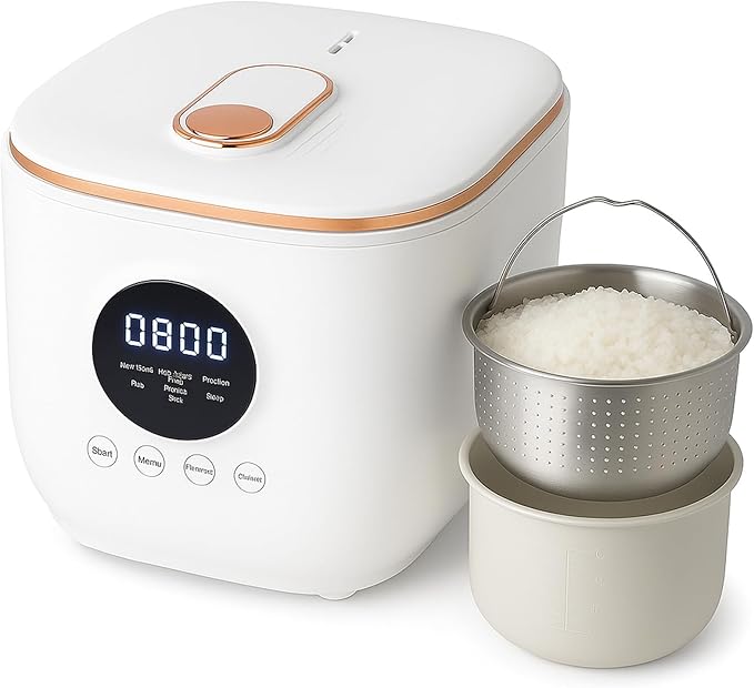 Electric Rice Cooker Low Sugar 3L – Smart Carb Reducing Rice Cooker with Steamer Basket Ceramic Inner Pot &amp Stainless Steel Filter Compact Pressure Cooker for Healthy Cooking 1-4 People