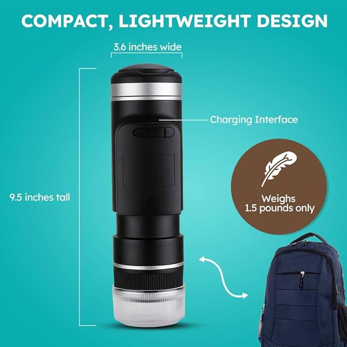 Portable Espresso Maker for Travel and Camping: Mini Battery Operated Coffee Machine for On-the-Go Brewing