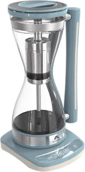 Electric Syphon Coffee Maker Glass Vacuum Siphon Pot with Separate Base 240ml Intelligent Heat Preservation Coffee Pot for Home Offices 30 Minute Keep Warm(240ml Blue)