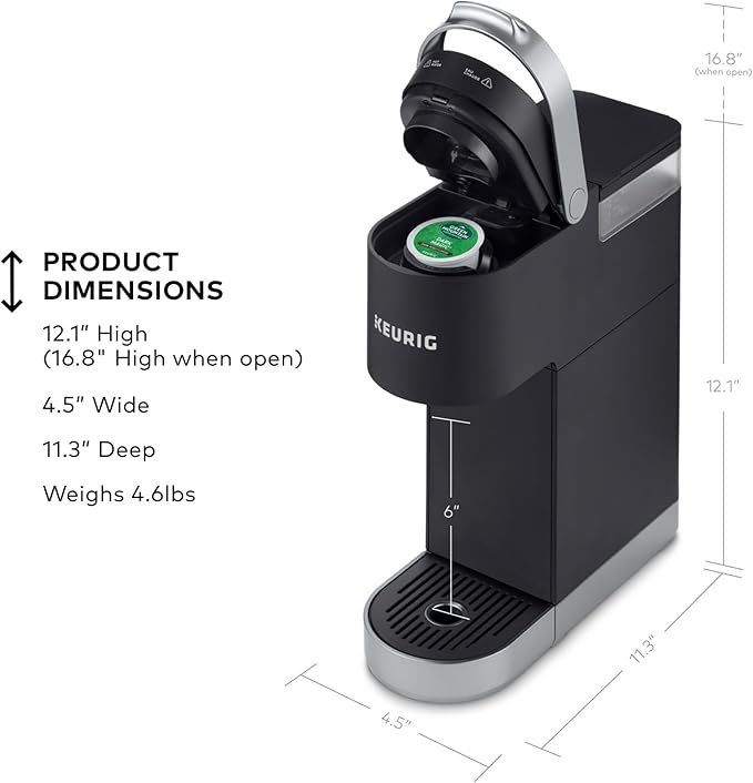 Keurig K-Mini Plus Single Serve K-Cup Pod Coffee Maker with 6 to 12oz Brew Size Stores up to 9 K-Cup Pods Travel Mug Friendly Matte Black