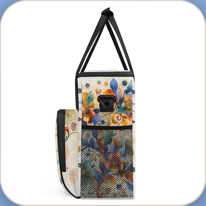 Whirling Flowers Coffee Maker Carrying Bag Portable Travel Storage Tote Bag Compatible with K-Mini or K-Mini Plus Single Serve Coffee Brewer Carrying Case with Multiple Pockets &amp Shoulder Strap