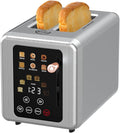 Touch screen Toaster 2 slice Cancel Defrost Functions Stainless Steel Digital Timer Toaster with Sound Function 6 Bread Types &amp 6 Shade Settings pink B