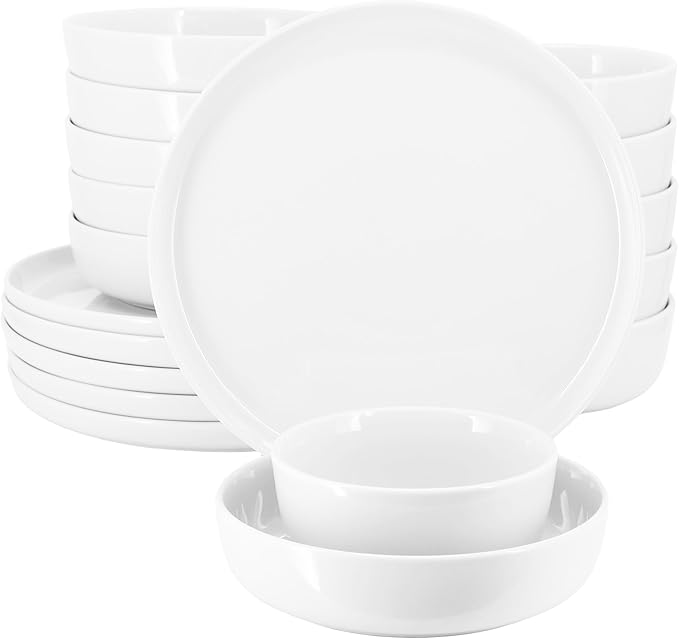 Elama Duncan 18 Piece Porcelain Dinnerware/Tableware Set Service for 6 (White)