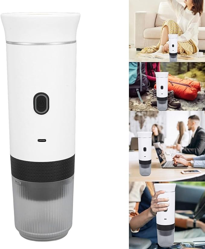 flexman Portable Electric Espresso Machine Rechargeable Handheld Coffee Maker Fast Self Heating Car Espresso Maker for Travel Camping Office Household (White)