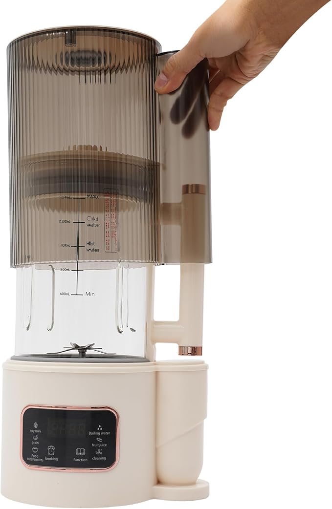 Automatic Soy Milk Machine with 12 Blades Portable Soy Milk Maker Nut Milk Maker Machine Countertop Blender White for Kitchen