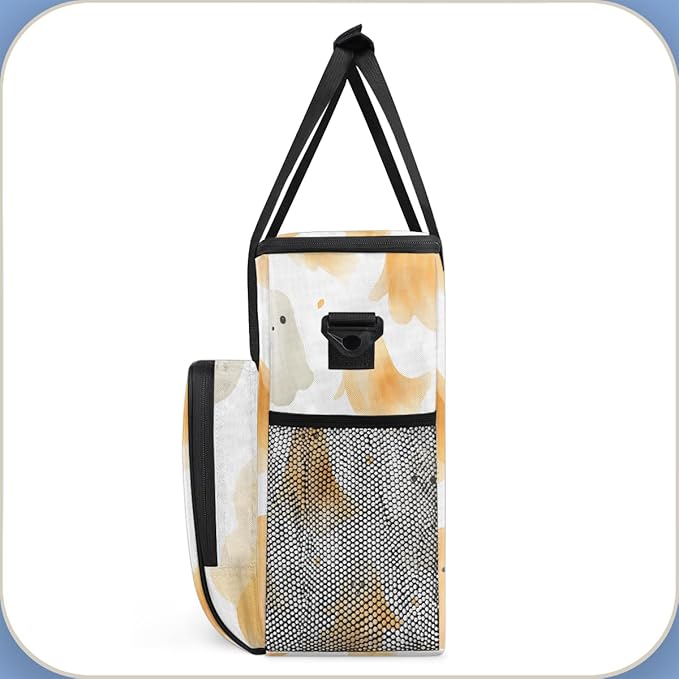 Modern Halloween Ghosts Coffee Maker Carrying Bag Travel Storage Bag Compatible with K-Mini or K-Mini Plus Single Serve Coffee Brewer Carrying Case with Multiple Pockets &amp Shoulder Strap