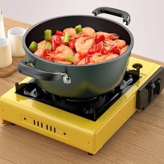 JSEIAJB Soup Pots Large non Stick Soup Pots Glass lid Kitchen Cookware Set(24CM)