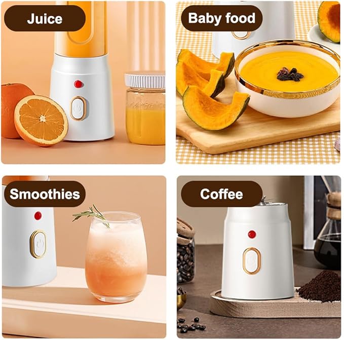 Portable Blender Powerful Smoothie Maker with USB Rechargeable Battery 450ML Travel Blender Cup for Shakes Protein Drinks Juices Home Gym Office Use