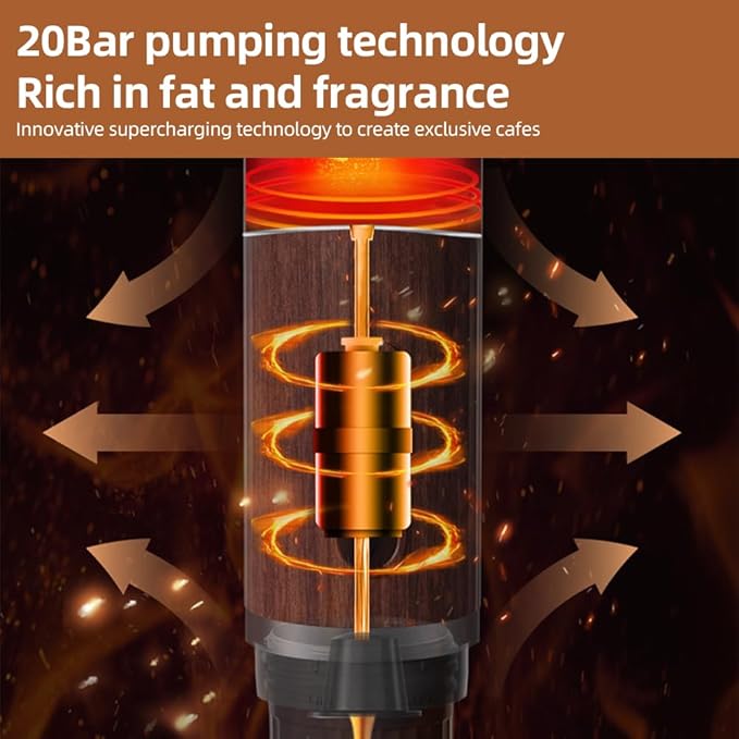 ZJchao Portable Electric Coffee Machine Cordless Heating 3oz Single Serve Mini Coffee Maker with 3 in 1 Powder N Capsule DG Capsule Bin 92 20Bar Pump Pressure 7500mAh Battery for (Black)