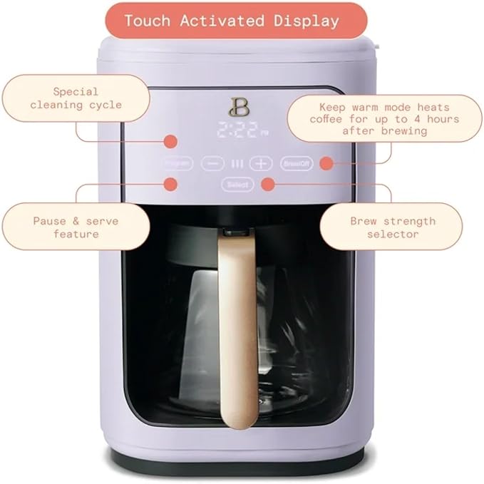 Programmable 14-Cup Drip Coffee Maker with Touch-Activated Display and Reusable Filter for Hot Coffee Brewing