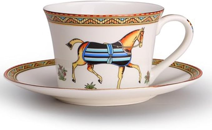 European Style Dinnerware Set Service for 2 Bone China Dinnerware Sets Unbreakable Porcelain Dinner Sets Coffee Cup and Saucer Tableware Set Steak Dinner Plates Dish Set horse-05