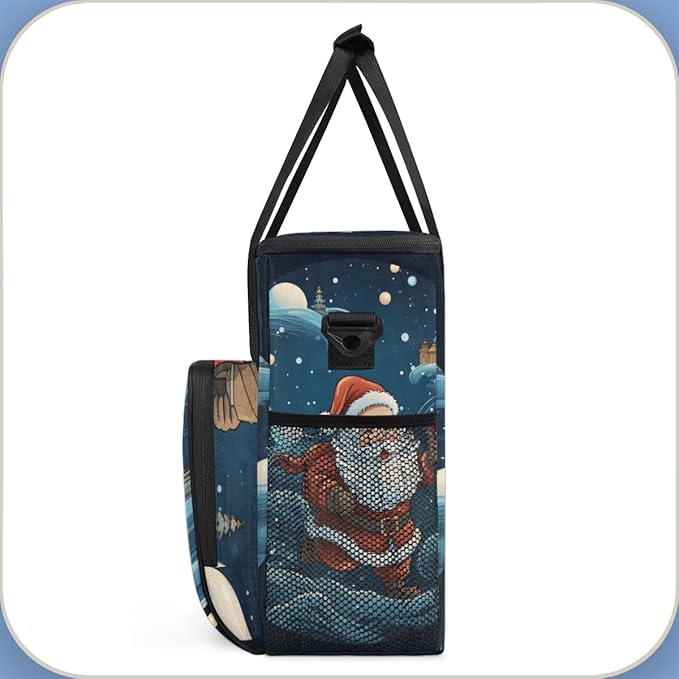 Fantastic Santa Claus Coffee Maker Carrying Bag Cartoon Santa Claus Travel Storage Bag Compatible with K-Mini or K-Mini Plus Single Serve Coffee Brewer Carrying Case with Pockets &amp Shoulder Stra