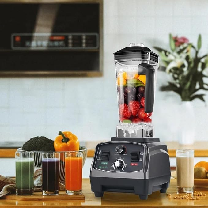Generic high power 2200w commercial grade blender with timer 2l bpa-free jar 9.05 x 19.68 x 7.87 in Black