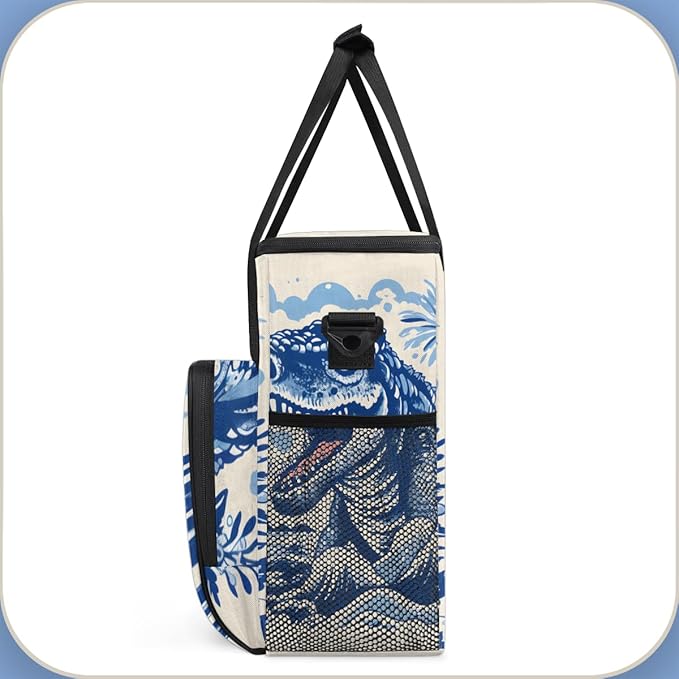 Dinosaur Coffee Maker Carrying Bag Sea Water Portable Travel Storage Tote Bag Compatible with K-Mini or K-Mini Plus Single Serve Coffee Brewer Carrying Case with Multiple Pockets &amp Shoulder Stra