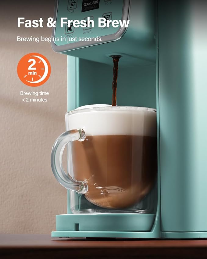 SHARDOR Single Serve Coffee Maker Hot and Iced Coffee Machine for K Cup Pods &amp Ground Coffee 6 to 14 oz Brew Sizes 50 oz Removable Water Tank Bold Brew Setting Blue