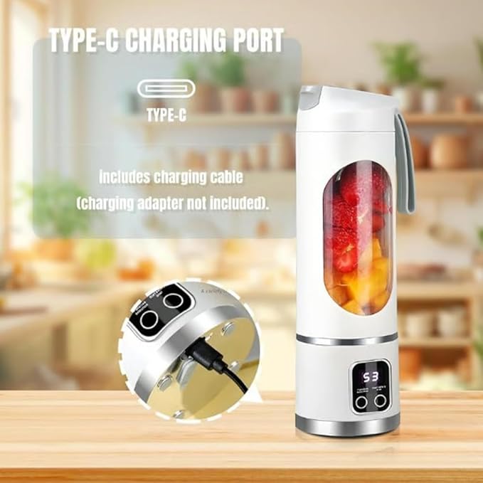 Digital Display Juicer Portable Multimode Blender with Smart LED Display Fresh Juice Blenders for Diet-Friendly Leak Proof Design for Smoothies Liquid Diet (White)