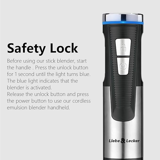 Liebe&ampLecker Immersion Blender Handheld Cordless 3 in 1 Cordless Hand Blender 8 Speed Emulsion Blender Handheld with Whisk Milk Frother for Soup Smoothie