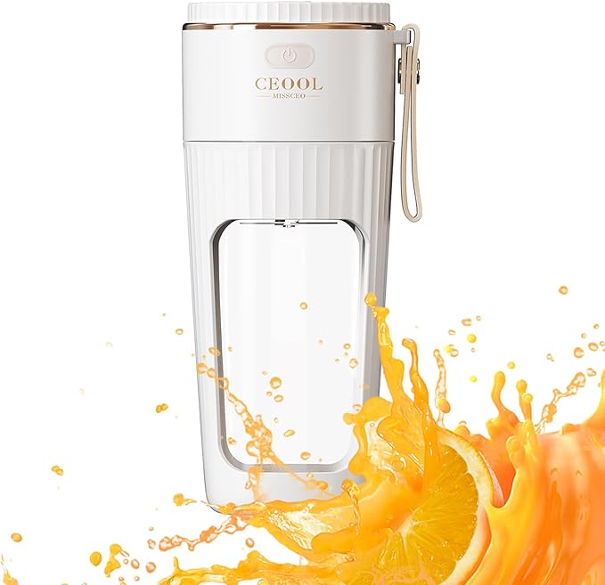 Rechargeable USB Portable Juicer Mixer 18000 RPM 10-Blade Mini Electric Blender 340ML Food-Grade PC Cup with Automatic Cleaning Quick Slurry Discharge for Fresh Fruit Juice/Smoothie Home Use