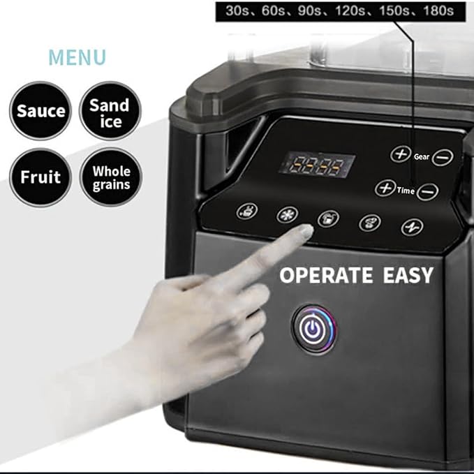 Commercial Stand Mixer 2.2L Electric Blender Smoothie Maker with 110V-240V 18000-30000RPM Capacity Soundproof Hood 5 Presets for Kitchen Milk Tea Coffee Dessert Leisure Shop