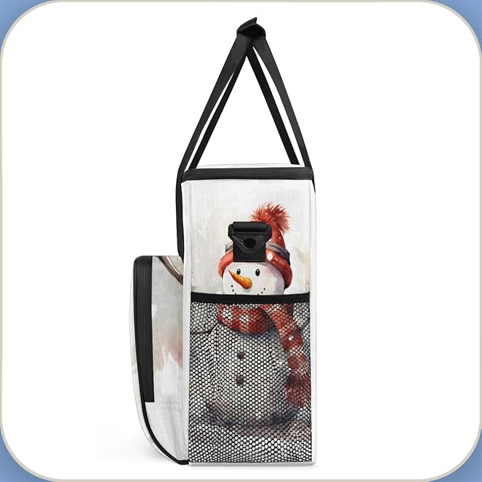 Xmas Snowman Coffee Maker Carrying Bag Oil Painting Snowman Travel Storage Bag Compatible with K-Mini or K-Mini Plus Single Serve Coffee Brewer Carrying Case with Multiple Pockets &amp Shoulder Str