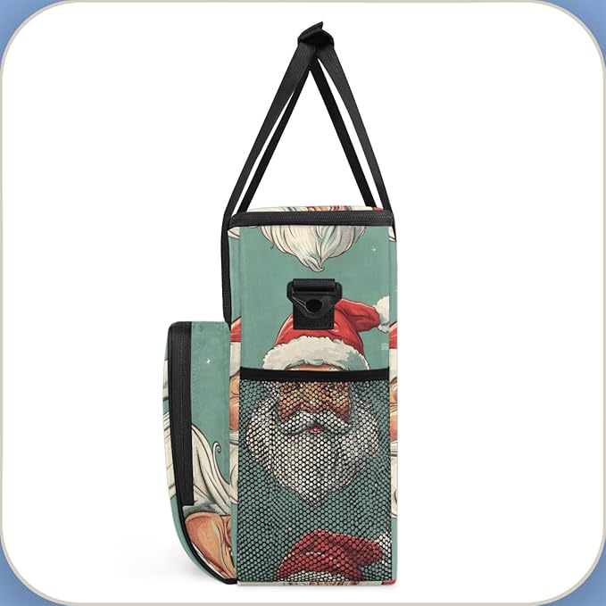 Abstract Santa Claus Coffee Maker Carrying Bag Mystical Santa Claus Travel Storage Bag Compatible with K-Mini or K-Mini Plus Single Serve Coffee Brewer Carrying Case with Pockets &amp Shoulder Stra