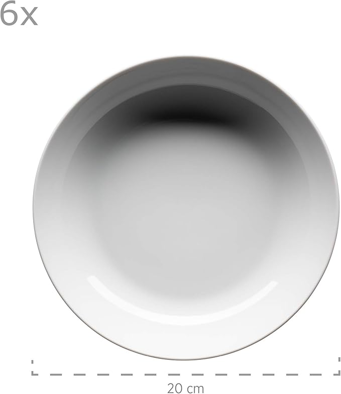 MÄSER Barca Series 12 Piece Dinnerware Set White Porcelain Crockery for 6 People