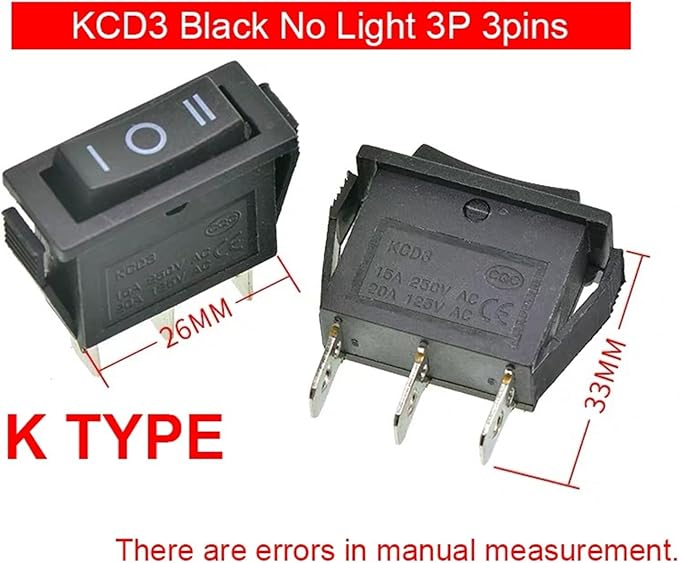 10 Pieces/lot Rocker Switch Rice Cooker Electric Frying pan Small Boat Type Power Button KCD3 Light 2/3 pin(K (10PCS))
