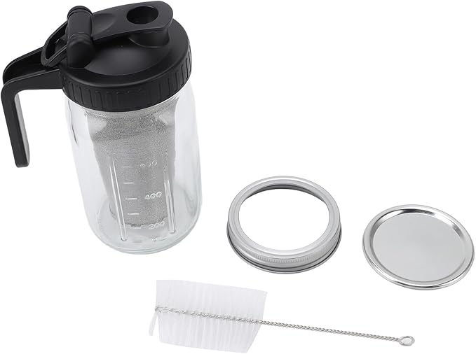 Cold Brew Coffee Maker Jar Stainless Steel Filter Thick Glass Iced Coffee Pitcher Spout Lid Handle Working Home (1000ml)