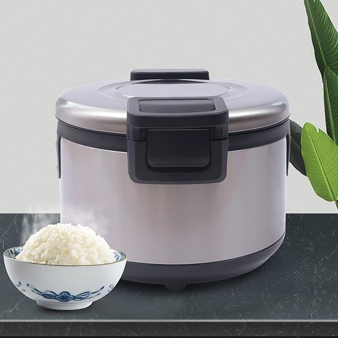 Commercial Rice Warmer With Non-stick Inner Pot Efficient Insulation Electric Rice Warmer Stainless Steel19 L/20QT-Large Rice Warmer For Food Warming
