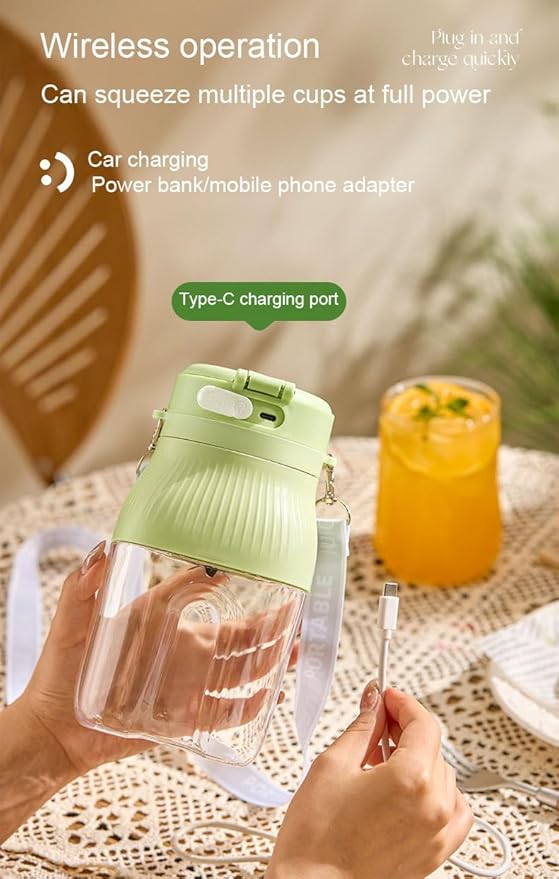 Large-capacity personal size blenders42oz Cordless Personal Small Blender USB-C Rechargeable &amp Self Cleaning - Mini Travel Blender with Stainless Steel Blade (GREEN)