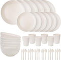 EI 42pcs Wheat Straw Dinnerware SetPlates and Bowls SetsReuasble PlateUnbreakable Dinner Plate for 6Microwave Dishwasher SafeCollege Dorm Room Essentials Dishes Sets-BowlsPlatesCupsCutlery
