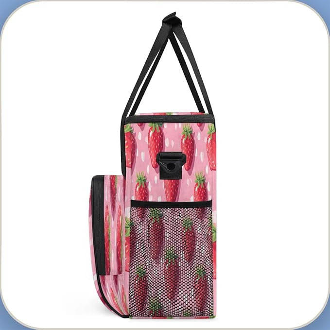 Strawberries Spots Coffee Maker Carrying Bag Compatible with K-Mini or K-Mini Plus Portable Single Cup Coffee Maker Case with Pockets for K Cup Pods