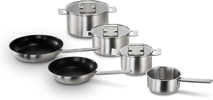Bosch HEZ9SE060 Hob Accessories 6-Piece Stainless Steel Cookware Set: 4 Pots and 2 Pans for Electric Hobs and Induction Hobs Made in Germany