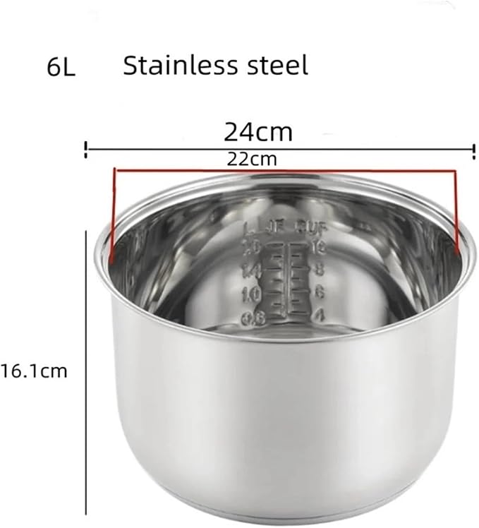 2.5L 4L 5L 6L Stainless Steel Liner Ceramic Glaze Liner Rice Cooker Electric Pressure Cooker Inner Bowl(6L B)