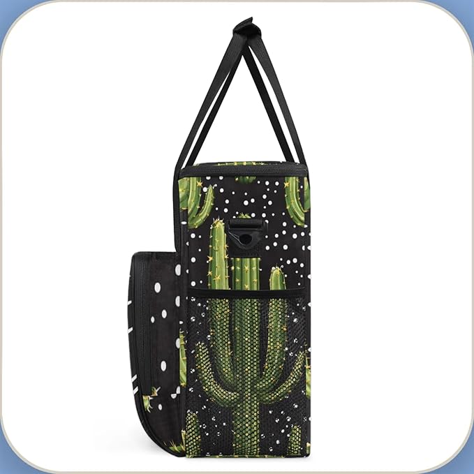 Dots Cactus Coffee Maker Travel Bag for Keurig K-Mini/K-Mini Plus Insulated Waterproof Tote with Pockets for K-Cup Portable Single-Serve Brewer Case