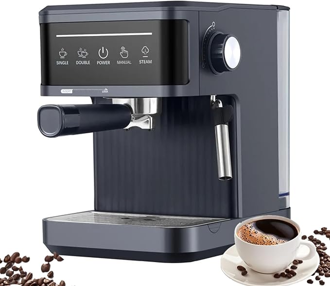 20bar Espresso Coffee Machine Italian Semi-Automatic Coffee Machine With Steam Wand 60oz Removable Water Tank Ntc Ntelligent Temperature Control Coffee Maker For HomeBlack