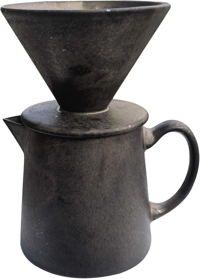 Ceramic Pour Over Coffee Maker Dripper - Uses Standard #2 &amp #4 Paper Filters 450ml/15oz Rusty Barista Style for Home &amp Office
