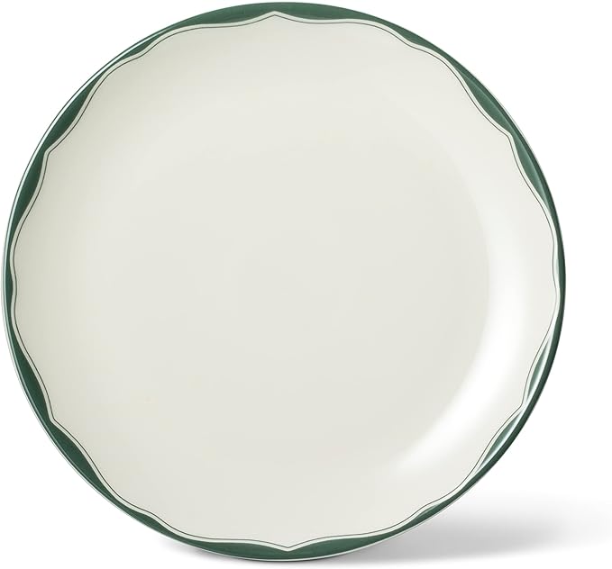 222 Fifth 12-Piece Porcelain Dinnerware Set for 4 White &amp Sage Green Plates and Bowls Set Glossy Ceramic Dish Set with Detailed Floral Design Microwave &amp Dishwasher Safe Dishes for Dining