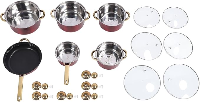Thick Stainless Steel Cookware Set Multifunctional Pots and Pans Set Scald with Sturdy Handles Complete Set for Frying Boiling Stewing Includes 6 Pots