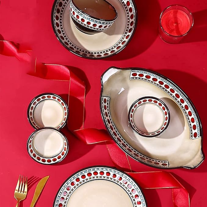 Dinnerware Sets Dish Set11 PcssAmerican Style Retro Porcelain Tableware Set with Plates and BowlsCeramic Dinner Set for Kitchen and Dinning
