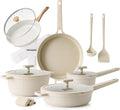 SENSARTE Ceramic Nonstick Cookware Set 15 Piece includes 10 Inch Omelet Pan with Lid Induction Compatible Frying Pan Skillet