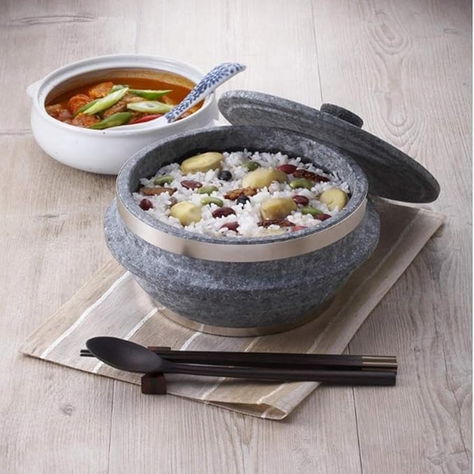 Non-stic Traditional Stone Rice Cooker Cauldron Multi Cooker 15cm NurungjiCrust of Overcooked Scorched Rice Korea