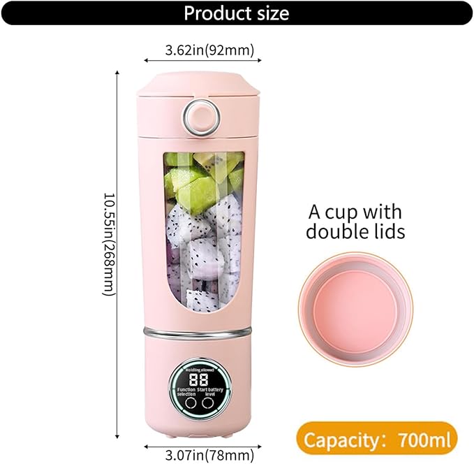 Portable Fruit Blender USB Rechargeable Mixer Electric Juice Cup High-Speed Maker Healthy Drink Blender Women Men Teens Adults Kitchen Gym Travel Dorm Apartment School Use