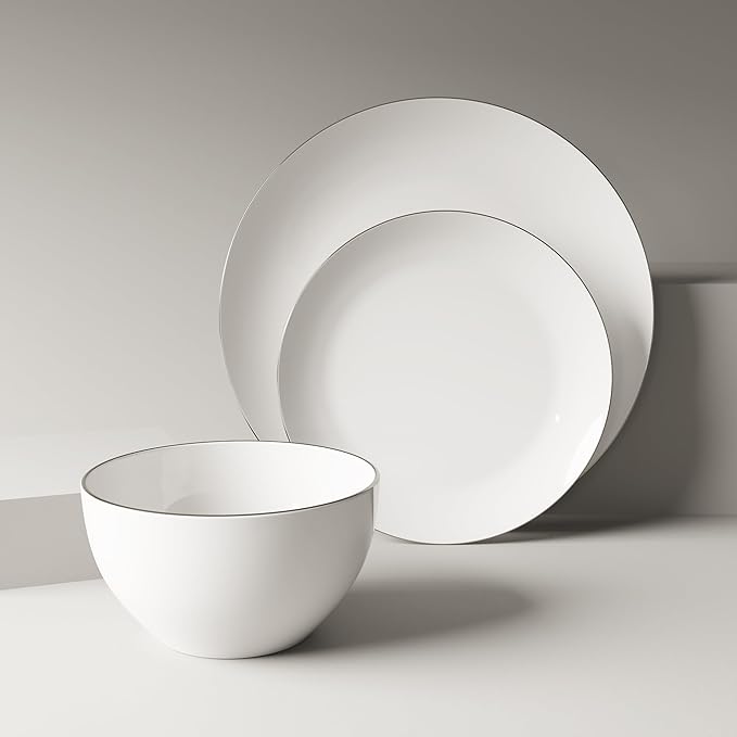 Premium Ceramic Dinnerware Sets. Plates and Bowls Sets. Dish Set. Dishes Set for 4. Platos De Cocina Dishwasher Safe White
