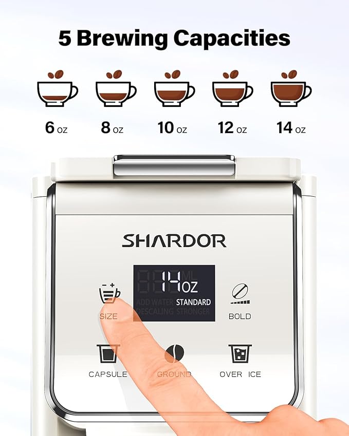 Coffee Maker Hot &amp Iced With Bold SettingSingle Serve Coffee Maker For K Cup And Grounds52 Oz Removable Water Tank6-14 Oz Brew SizesOne Cup Kcup Coffee Machine With Reusable Filter White