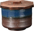 Yamasita Craft 11421100 Blue Glazed Rice Cooker with Lid 4.1 x 4.1 x 3.1 inches (10.5 x 10.5 x 8 cm)