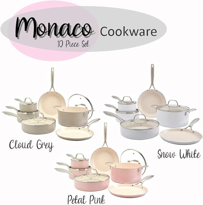 Denmark Tools For Cooks 10-Piece Monaco Nonstick Aluminum Cookware Set Snow White